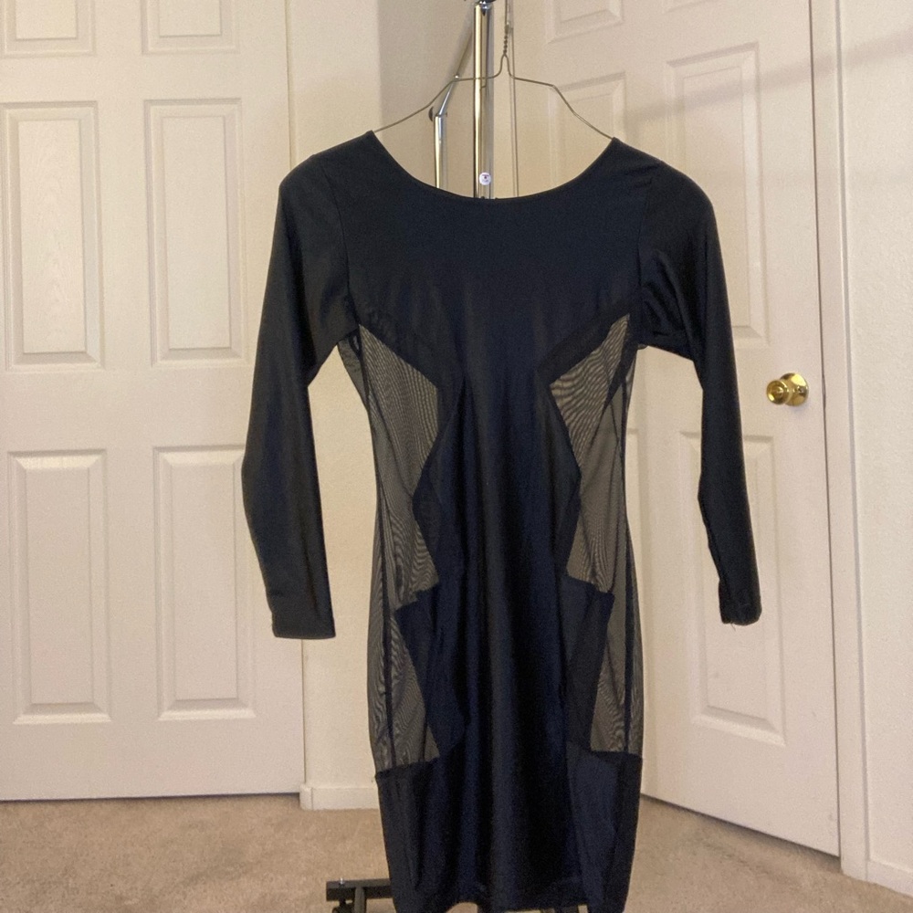 Black Zig Zag Mesh Panel Dress size M